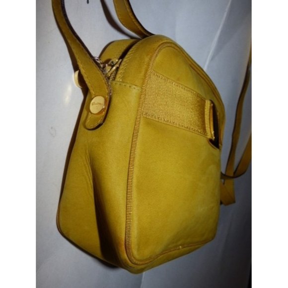 Salvatore Ferragamo Vintage Mustard Yellow Suede And Leather Crossbody - Picture 7 of 12